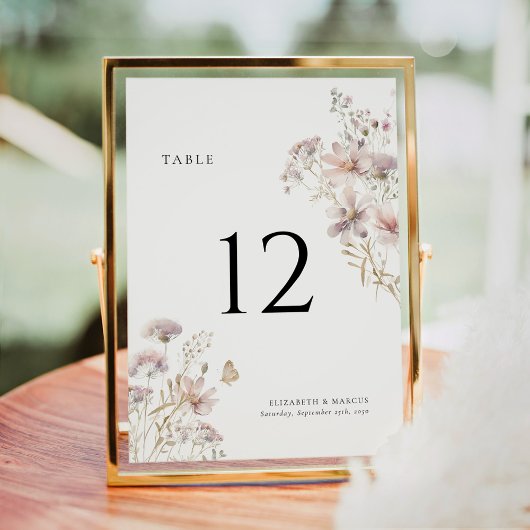 Carte Blush Wildflower Boho Wedding Table Number