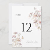 Carte Blush Wildflower Boho Wedding Table Number (Devant)