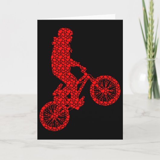 Carte Bmx Biker Bicyclette Saint-Valentin Cœurs Amour Mi (Devant)