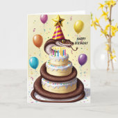 Carte Boa constrictor enroulé autour du gâteau (Fleur jaune)