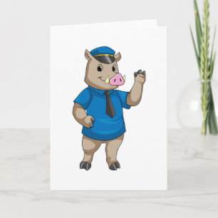 Carte Boar en tant qu'officier de police avec casquette 