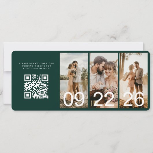 Carte Boarding Pass Destination Save the Date QR Code  (Dos)