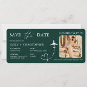 Carte Boarding Pass Destination Save the Date QR Code  (Devant)
