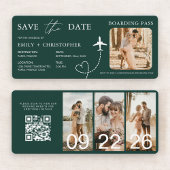 Carte Boarding Pass Destination Save the Date QR Code