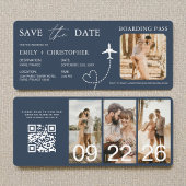 Carte Boarding Pass Destination Wedding QR Code 