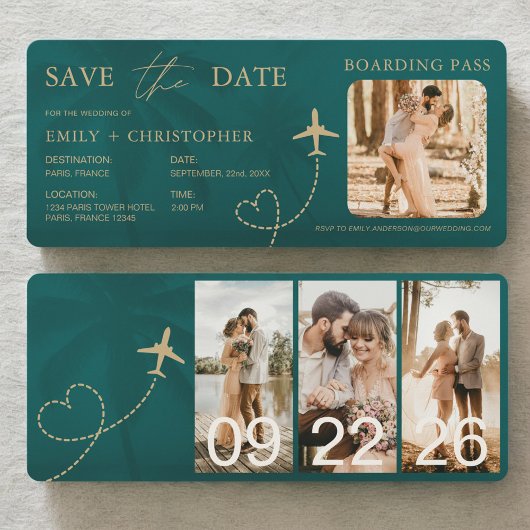 Carte Boarding Pass Tropical Wedding Plane Ticket