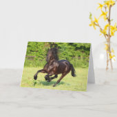 Carte Bob Langrish | Black Friesian Running (Fleur jaune)