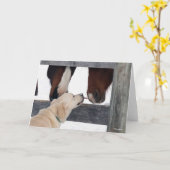 Carte Bob Langrish | Cheval de chien qui lèche le nez (Fleur jaune)