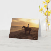 Carte Bob Langrish | Cheval et Rider sur la plage au cou (Fleur jaune)