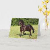 Carte Bob Langrish | Cheval friésien Noir Courir (Fleur jaune)