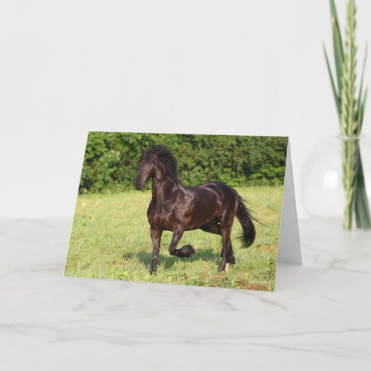 Carte Bob Langrish | Cheval friésien Noir Courir (Devant)