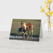 Carte Bob Langrish | Chincoteague Mare et Foie debout (Fleur jaune)