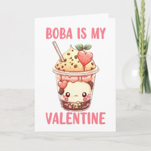 Carte Boba est mon Valentin mignon thé à bulles rose