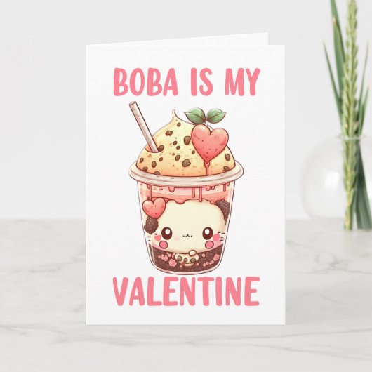 Carte Boba est mon Valentin thé à bulles rose mignon  (Devant)