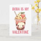 Carte Boba est mon Valentin thé à bulles rose mignon  (Fleur jaune)