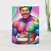 Carte Bodybuilder asiatique Gay Anniversaire (Devant)
