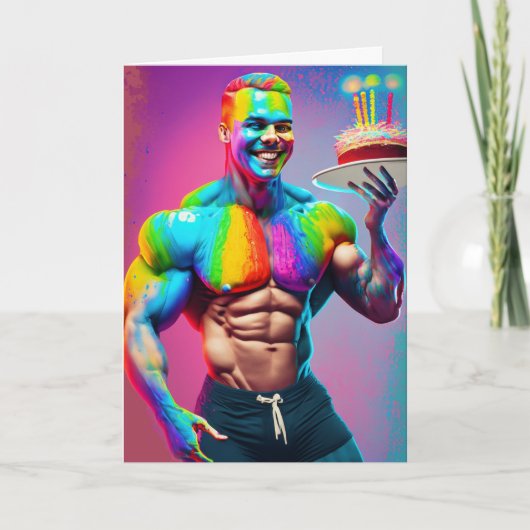Carte Bodybuilder Gay Anniversaire (Devant)