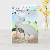 Carte Boganhues Imprimer Bunny de Pâques (Fleur jaune)