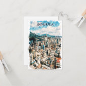 Carte Bogota Colombie Vue de la ville Aquarelle (Devant/Arrière en situation)