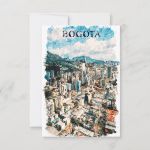 Carte Bogota Colombie Vue de la ville Aquarelle