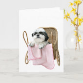 Carte Boguet de bébé de Shih Tzu (Fleur jaune)