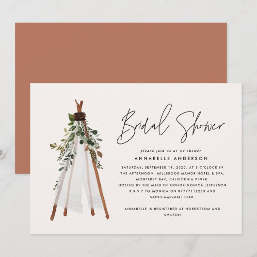 Carte Bohème contemporain teepee botanique été (Devant / Derrière)