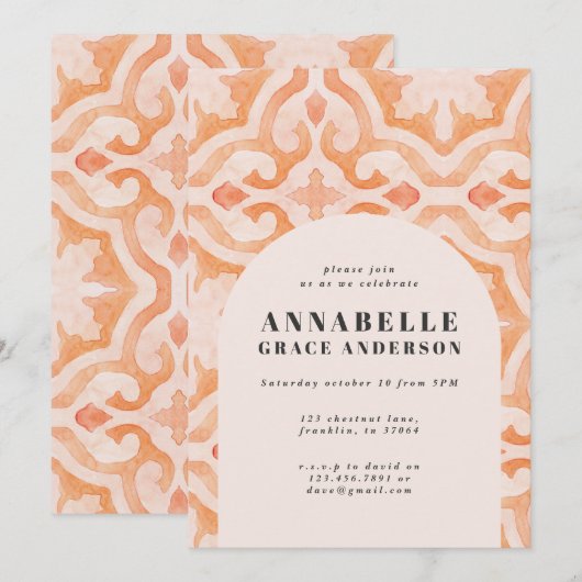 Carte Bohème moderne aquarelle maroc anniversaire (Devant / Derrière)