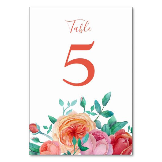 Carte Bohemian Bold Floral Mariage Table Card (Par défaut)