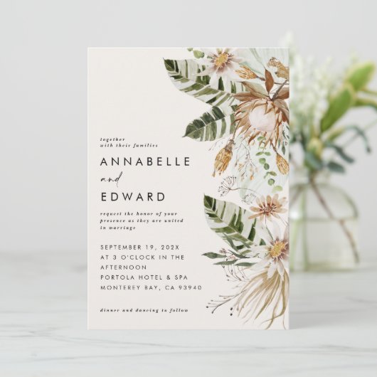 Carte bohemian botanical modern elegant foliage (Debout devant)