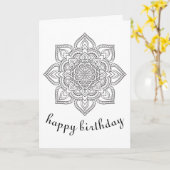 Carte Boho Anniversaire mandala ornement floral art colo (Fleur jaune)