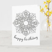 Carte Boho Anniversaire mandala ornement floral art colo (Fleur jaune)