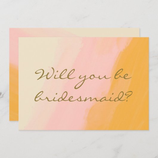 Carte Boho Aquarelle rose jaune (Devant / Derrière)