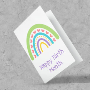 Carte Boho Arc-en-Ciel Coloré Mois d'Anniversaire