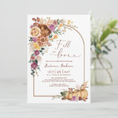 Carte Boho Arch Citrouille tomber dans la Fête des marié (Debout devant)