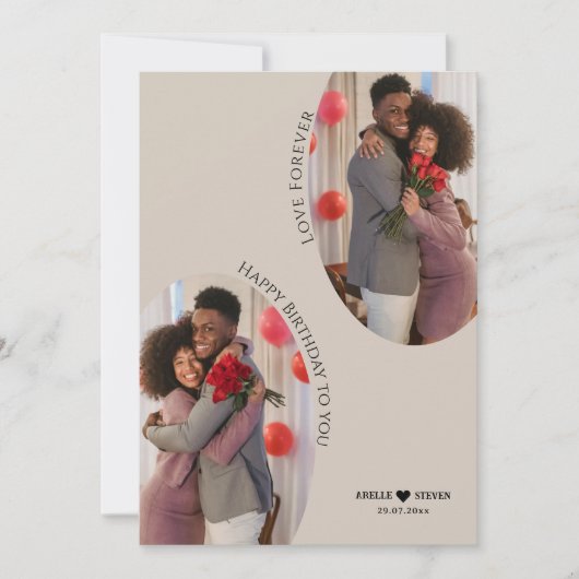 Carte Boho Arch Personnalisée Anniversaire Deux ph (Devant)