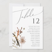 Carte Boho Automne Fleur Sauvage | Tableau de Numéros de (Dos)