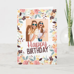 Carte Boho automne floral heureux anniversaire