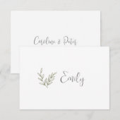 Carte Boho Bamboo Feuille Botanique Vert doux et élégant (Devant / Derrière)