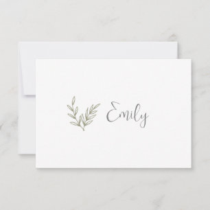 Carte Boho Bamboo Feuille Botanique Vert doux et élégant