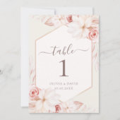 Carte Boho Beige et rose vif Floral Numéro de tableau (Devant)