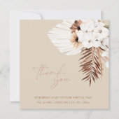 Carte Boho Beige Pampas Grass Orchidée Mariage Merci (Devant)