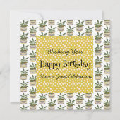 Carte Boho Birthday Plantes Dots Gold Sage Green (Devant)