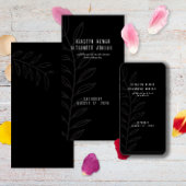 Carte Boho Black and White Vintage Botanique Mariage