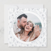 Carte Boho bleu foncé à couronne florale Enregistrer la  (Dos)