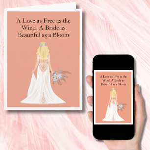 Carte Boho Blonde Bride Réception de Mariage Félicitatio