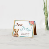 Carte Boho Blue Bear Baby shower Cher Baby Table Card (Devant)