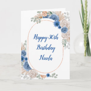 Carte Boho Blue Pampas Grandes