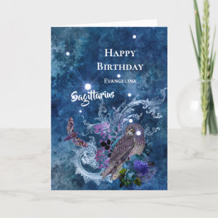 Carte Boho Blue Sagittarius Constellation Anniversaire