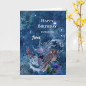 Carte Boho Blue Zodiac Aries Constellation Anniversaire (Fleur jaune)