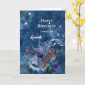 Carte Boho Blue Zodiac Gemini Constellation Anniversaire (Fleur jaune)